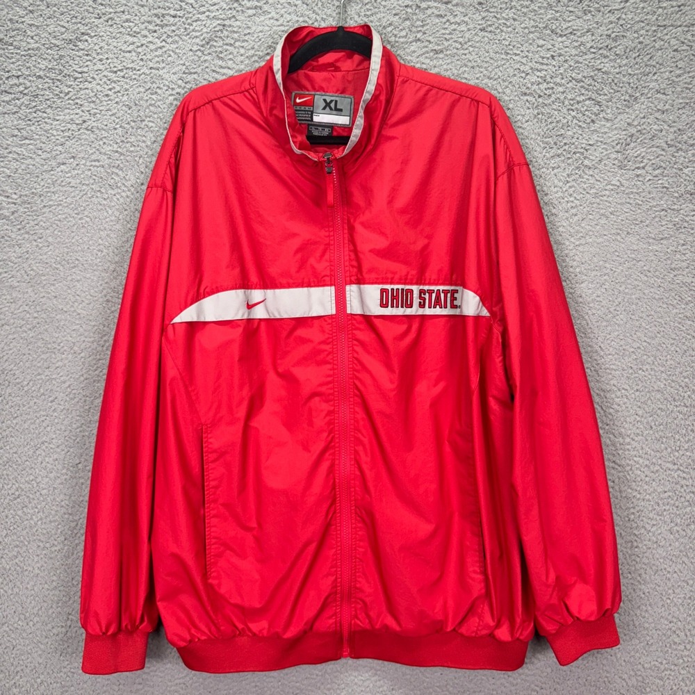 VTG Ohio State Buckeyes Jacket Mens XL Red Windbreaker Nike Full Zip 90s NCAA - Picture 1 of 13